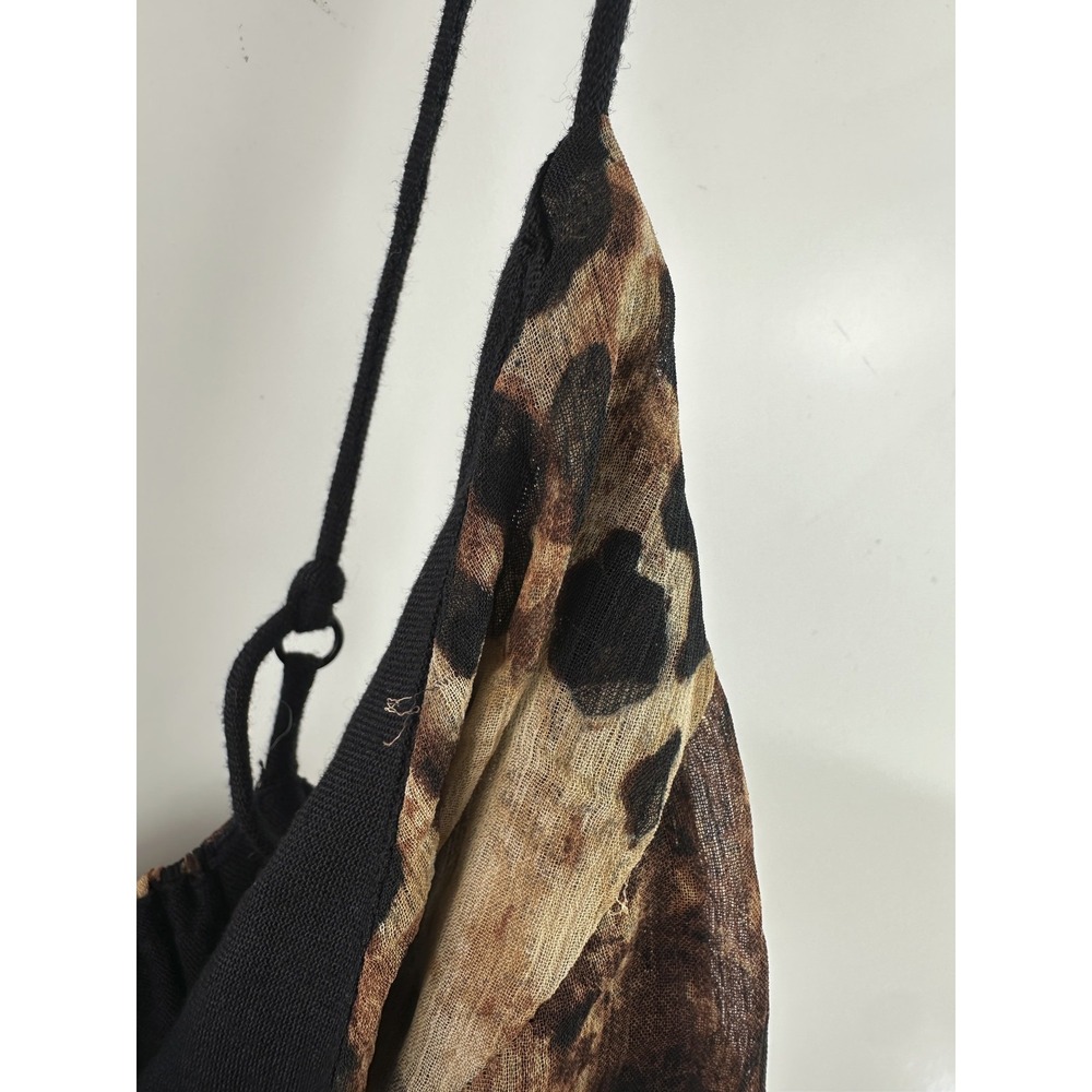 New With Defects Anthropologie Ruffled Chiffon Maxi Dress Leopard Animal Print M - Picture 8 of 16